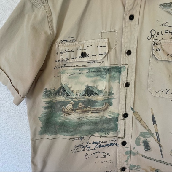 Polo Ralph Lauren Sportsman Fly Fishing Patchwork Shirt Men’s L Trapper Lake - Picture 4 of 16